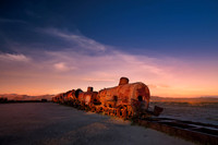 ABANDONED TRAINS SUNSET--6